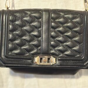 Rebecca Minkoff Black Quilted Crossbody Bag with Gold Hardware